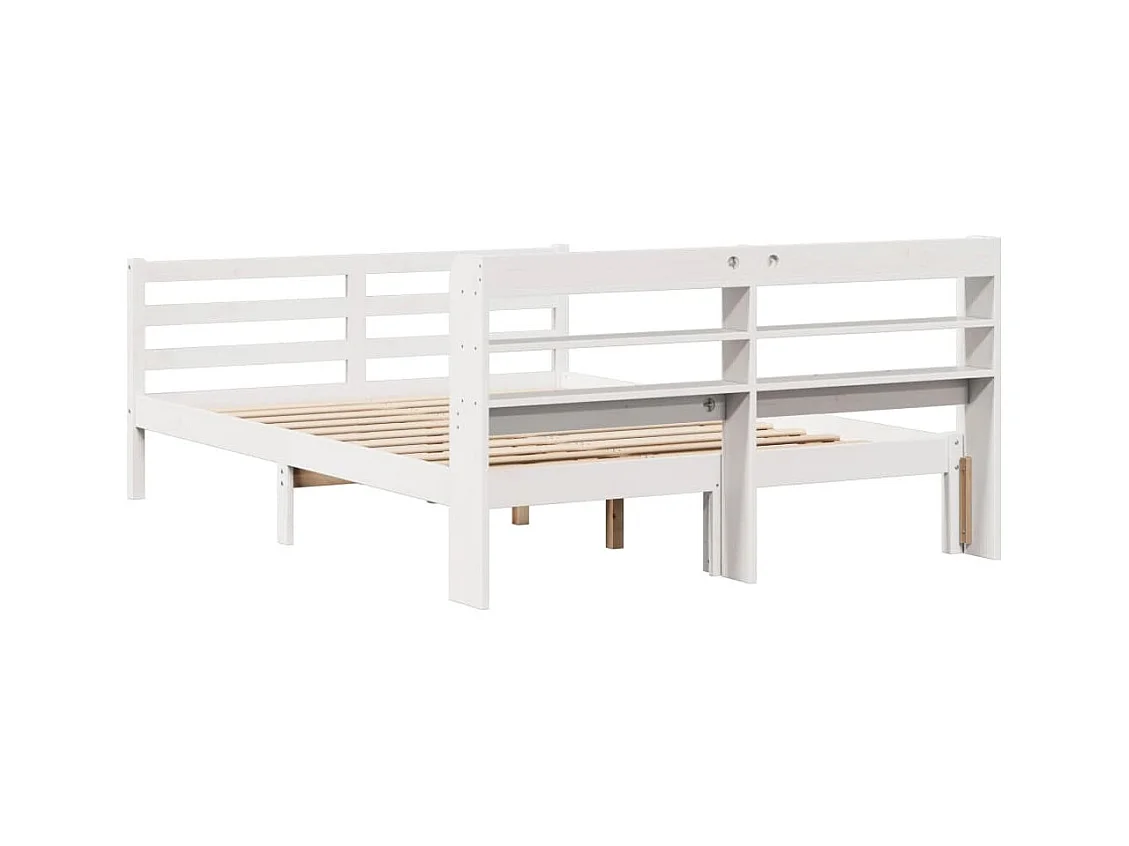 Cadre de lit et tête de lit blanc 140x190 cm bois de pin massif