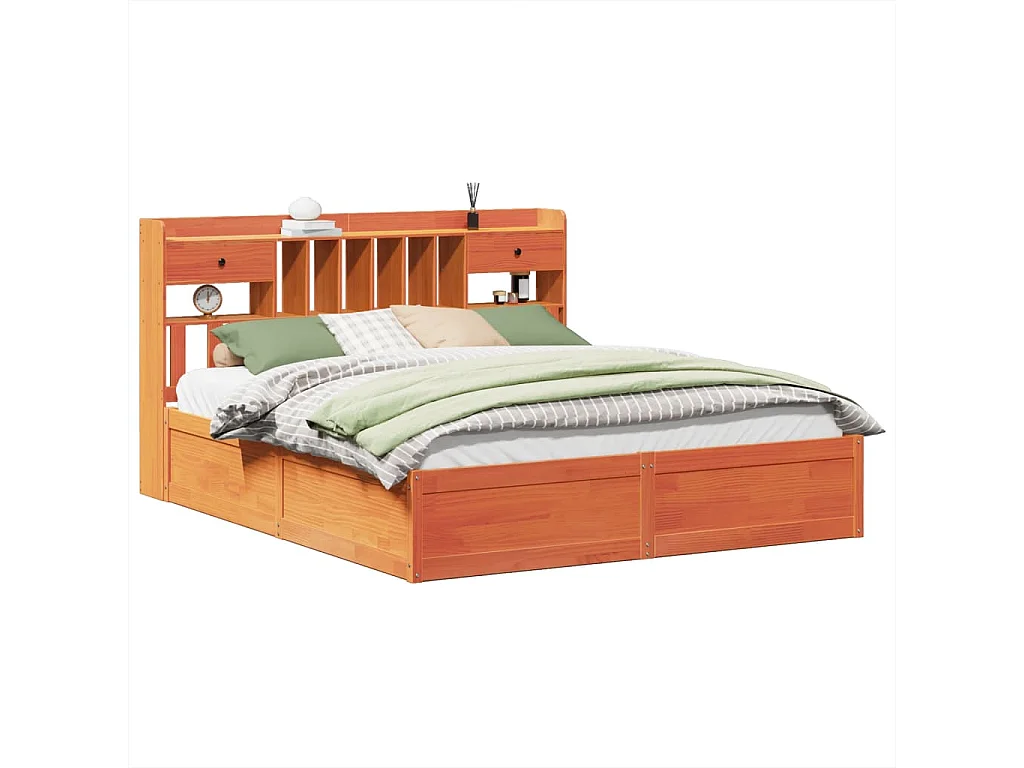 Cama sem colchão 200x200 cm pinho maciço castanho-mel