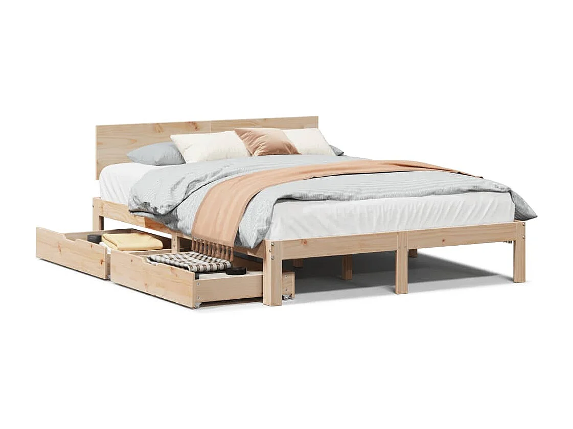 Estructura de cama con cajones madera maciza de pino 160x200 cm