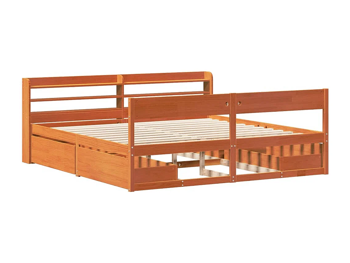 Cama sem colchão 180x200 cm pinho maciço castanho-mel