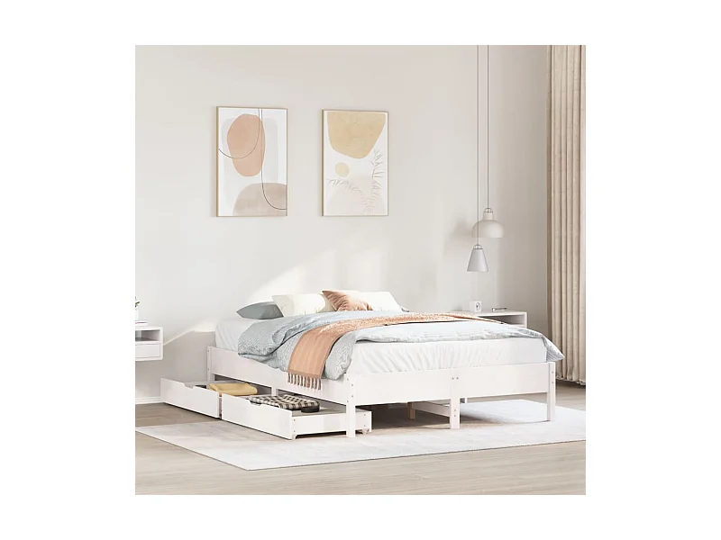Estructura de cama sin colchón madera de pino blanca 140x190 cm