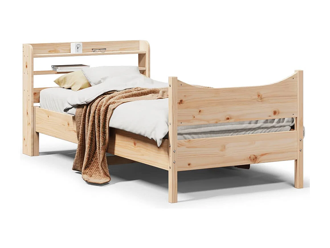 Estructura de cama con cabecero madera maciza pino 90x190 cm