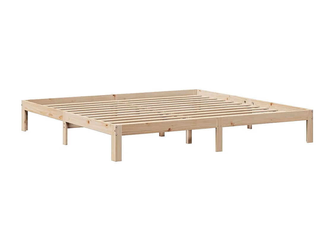 Estructura de cama con cabecero madera maciza de pino 200x200cm
