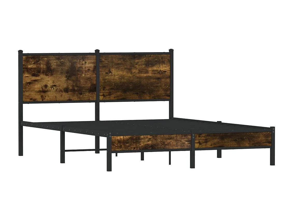 Estructura de cama sin colchón metal roble ahumado 150x200 cm