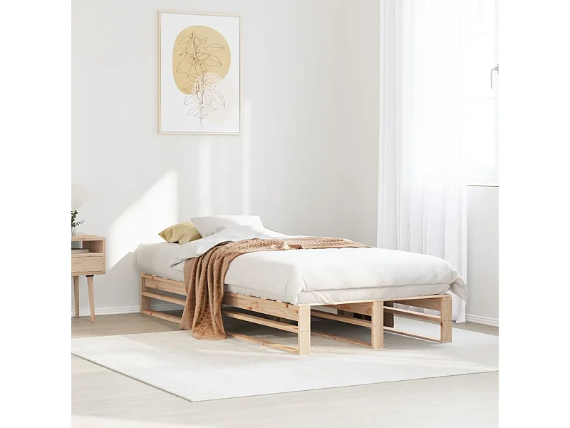 Estructura de cama sin colchón madera maciza de pino 100x200 cm