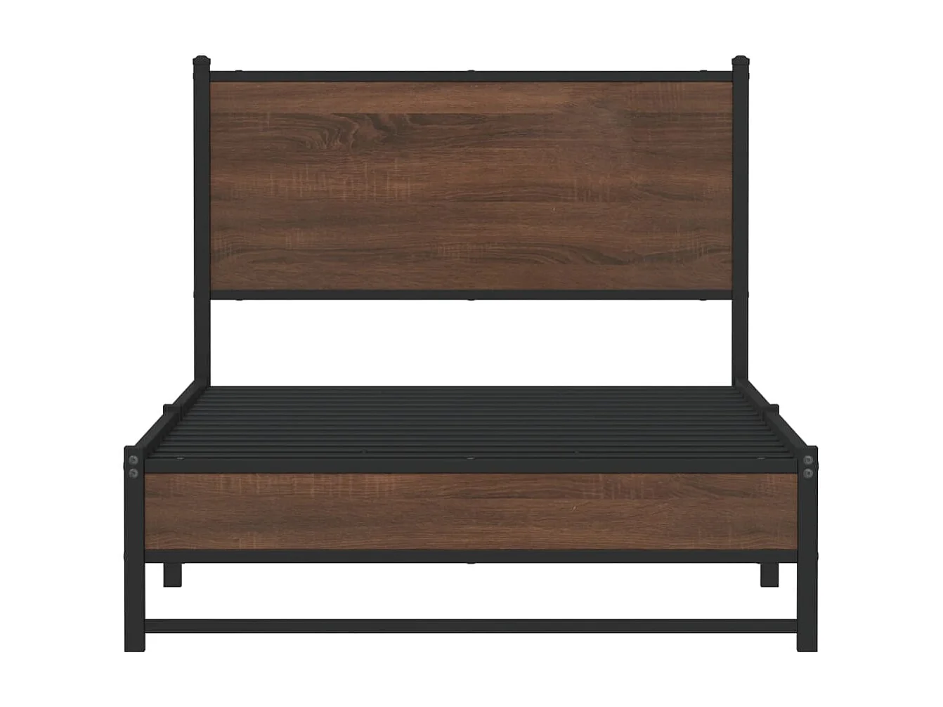 Estrutura cama com cabeceira 100x190cm metal carvalho castanho