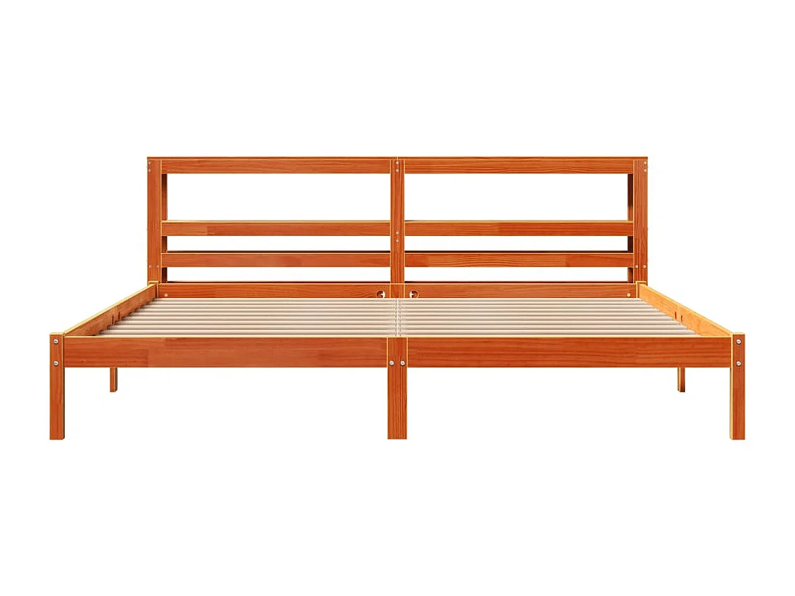 Estructura cama con cabecero madera pino marrón cera 180x200 cm