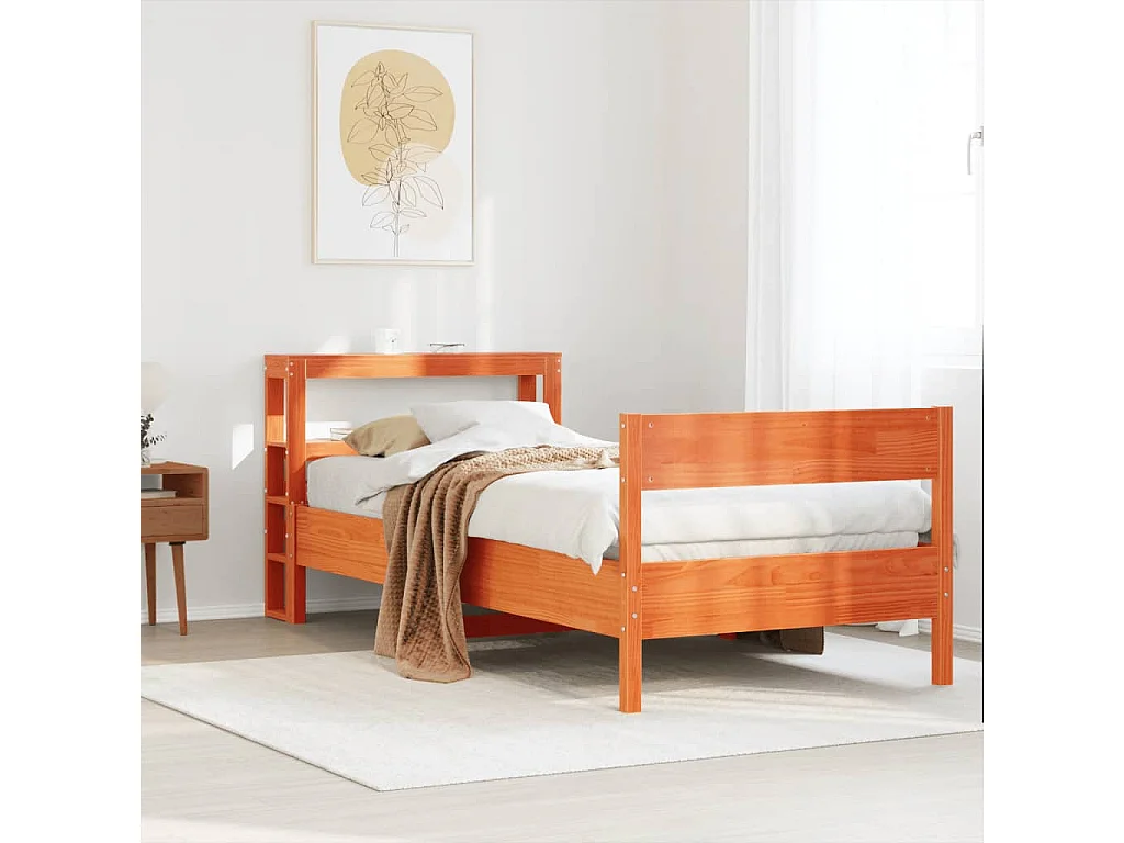 Cama sem colchão 90x200 cm pinho maciço castanho-mel