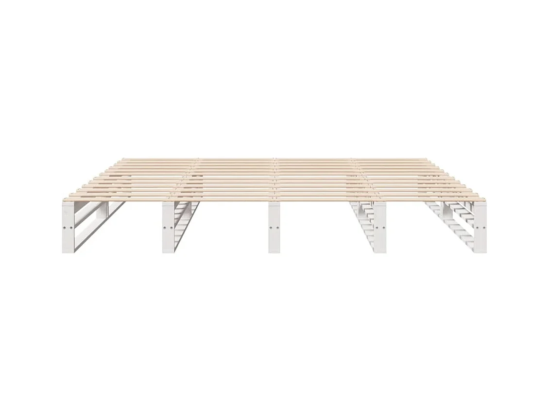 Cadre de lit sans matelas blanc 200x200 cm bois massif de pin