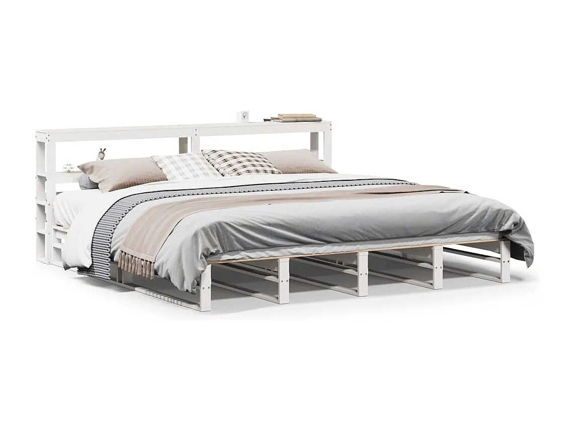 Cadre de lit sans matelas blanc 180x200 cm bois massif de pin