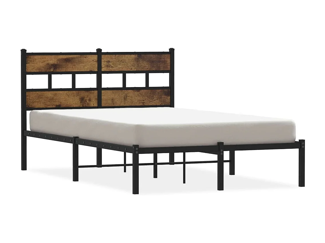 Cadre de lit en métal sans matelas chêne fumé 120x200 cm