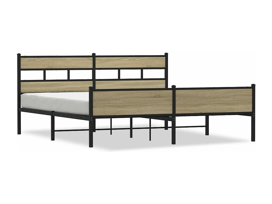 Estrutura de cama sem colchão 193x203cm metal carvalho sonoma