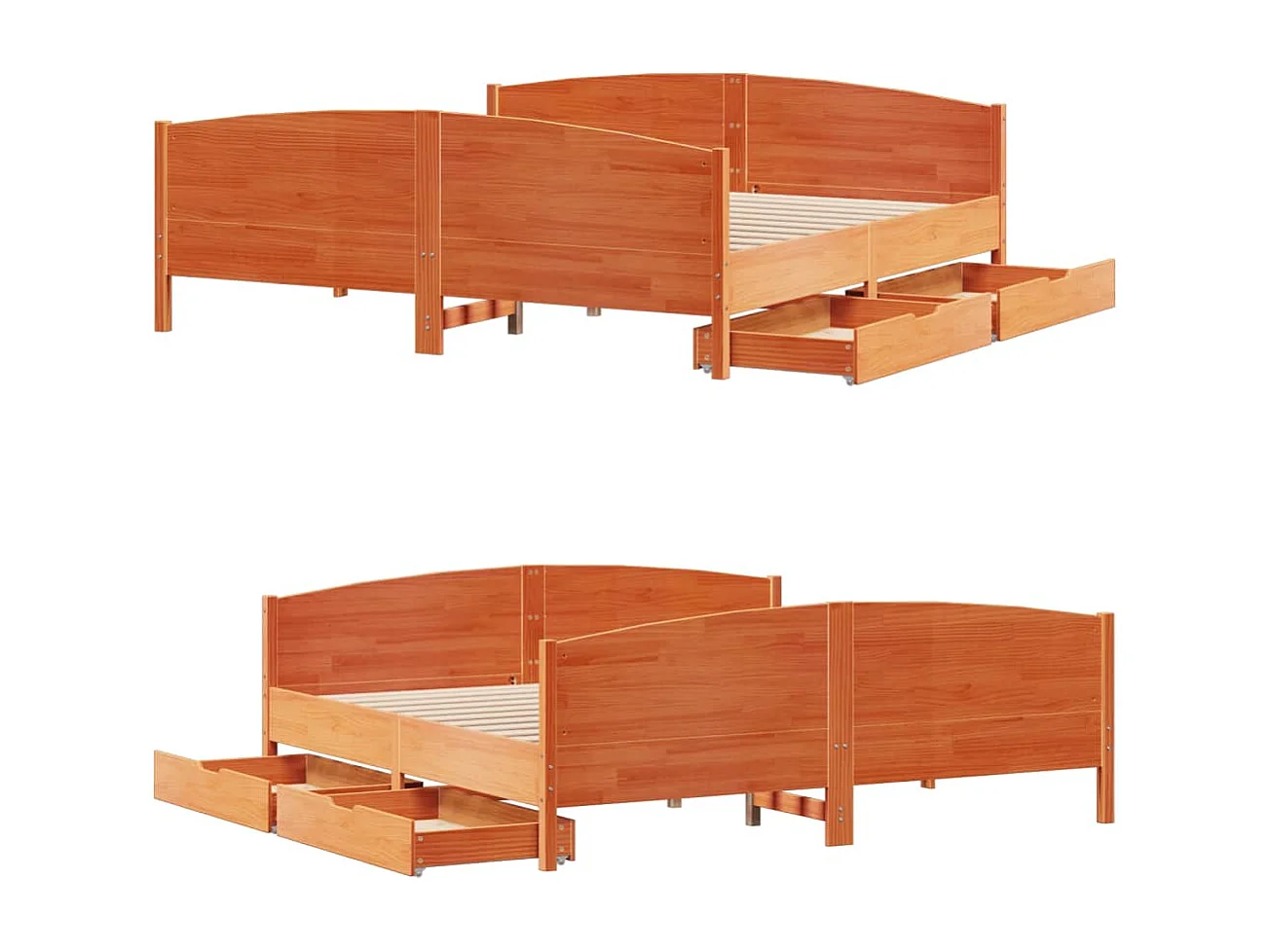 Cadre de lit sans matelas cire marron 160x200cm bois pin massif