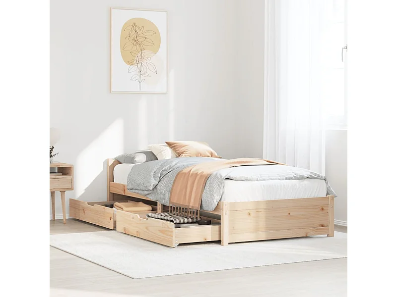 Estructura de cama sin colchón madera maciza de pino 90x190 cm