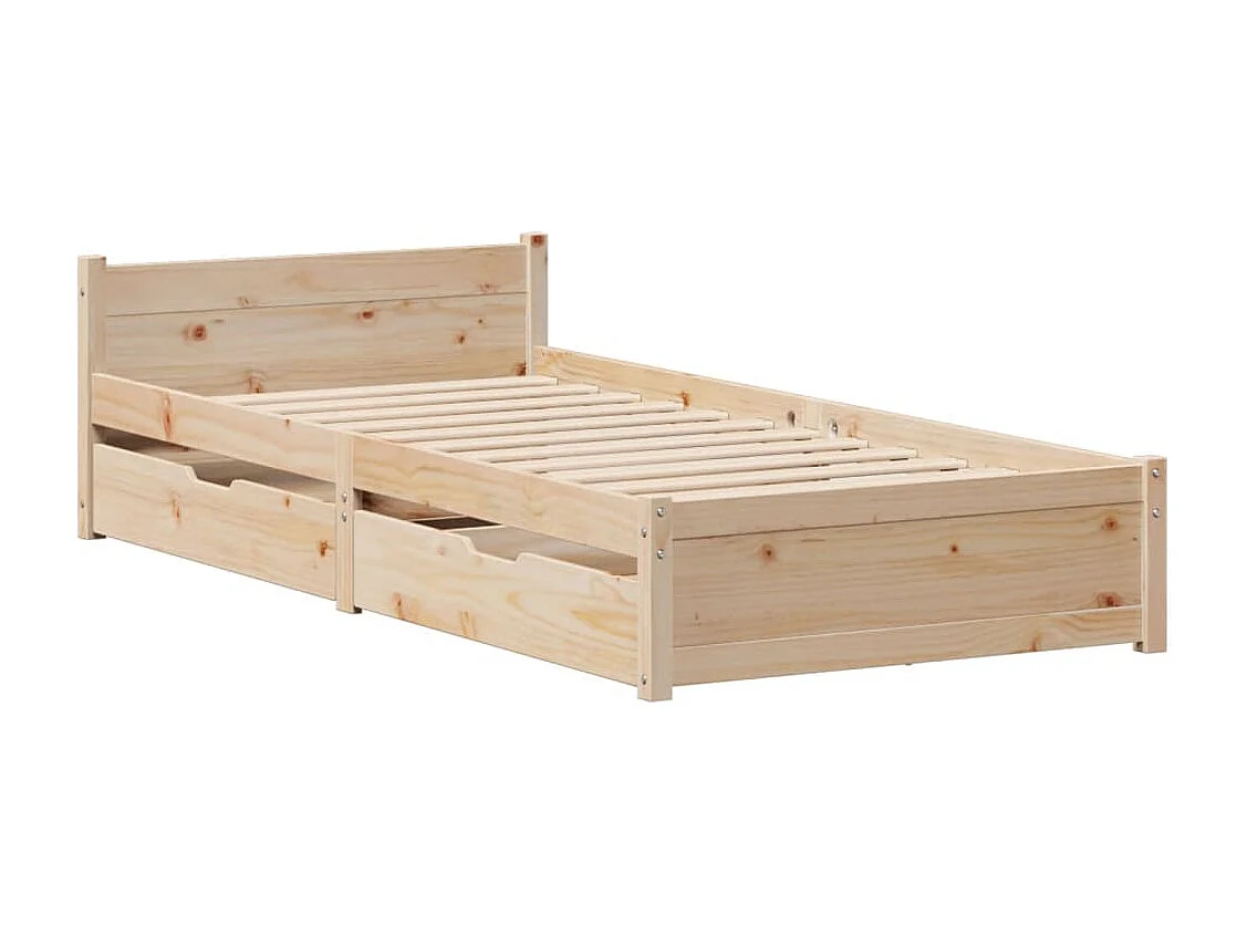 Estructura de cama sin colchón madera maciza de pino 90x190 cm