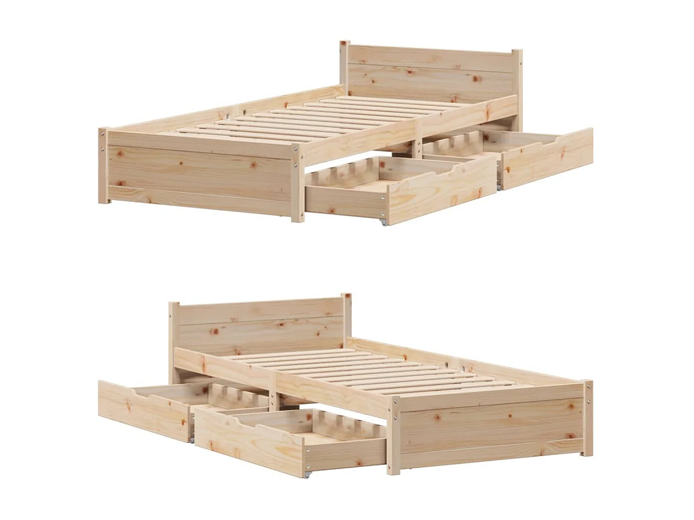 Estructura de cama sin colchón madera maciza de pino 90x190 cm