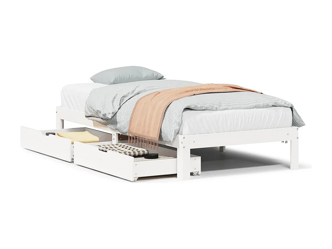 Estructura cama con cajones madera maciza pino blanco 90x200 cm