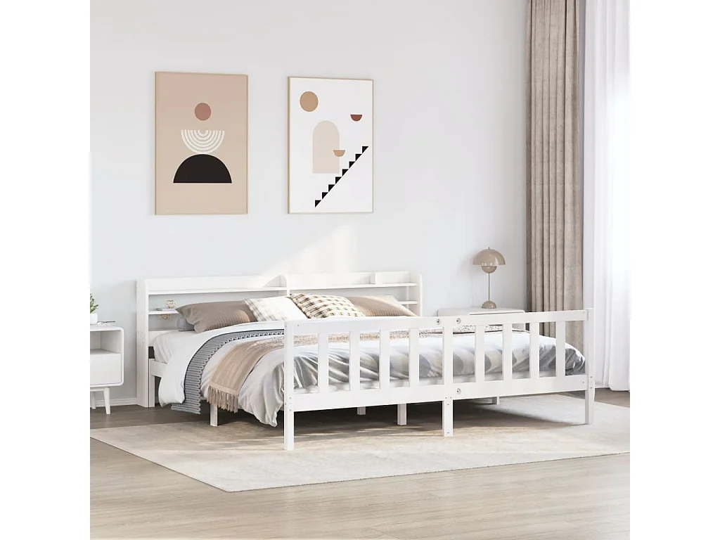 Estructura de cama sin colchón madera maciza blanca 200x200 cm
