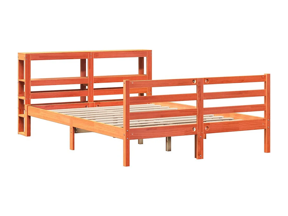 Estructura de cama sin colchón madera maciza marrón 135x190 cm