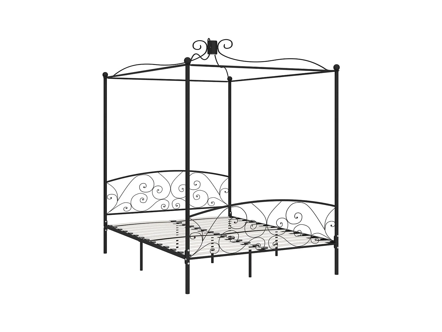 Hemelbedframe metaal zwart 160x200 cm