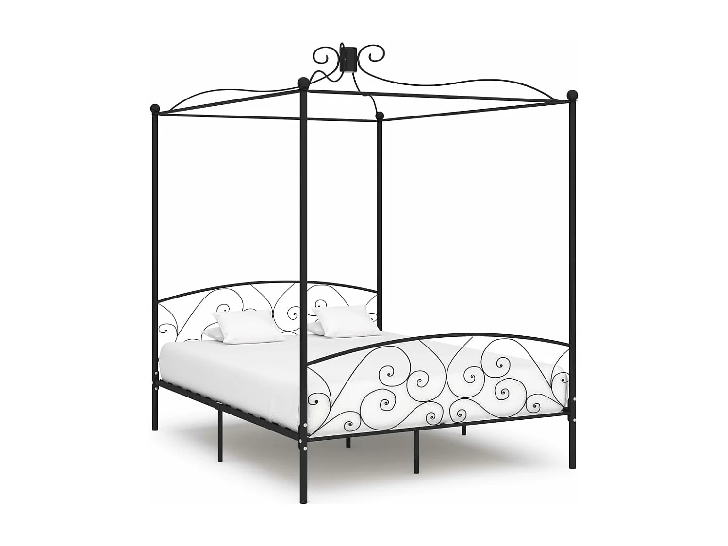 Hemelbedframe metaal zwart 160x200 cm