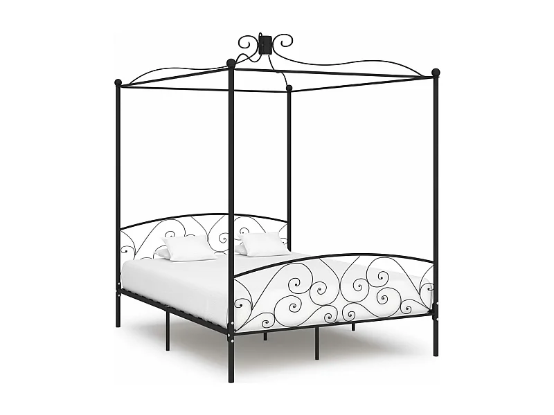 Hemelbedframe metaal zwart 160x200 cm