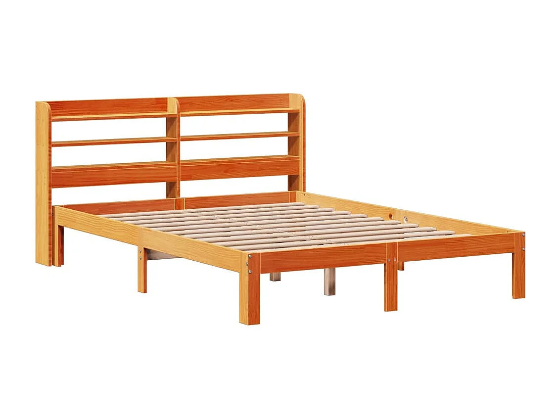 Cama sin colchón madera maciza de pino marrón cera 120x200 cm