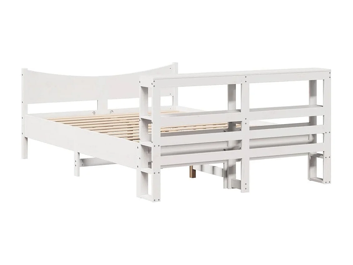 Cadre de lit avec tête de lit blanc 120x190 cm bois pin massif