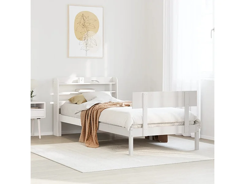 Cama sem colchão 75x190 cm madeira de pinho maciça branco
