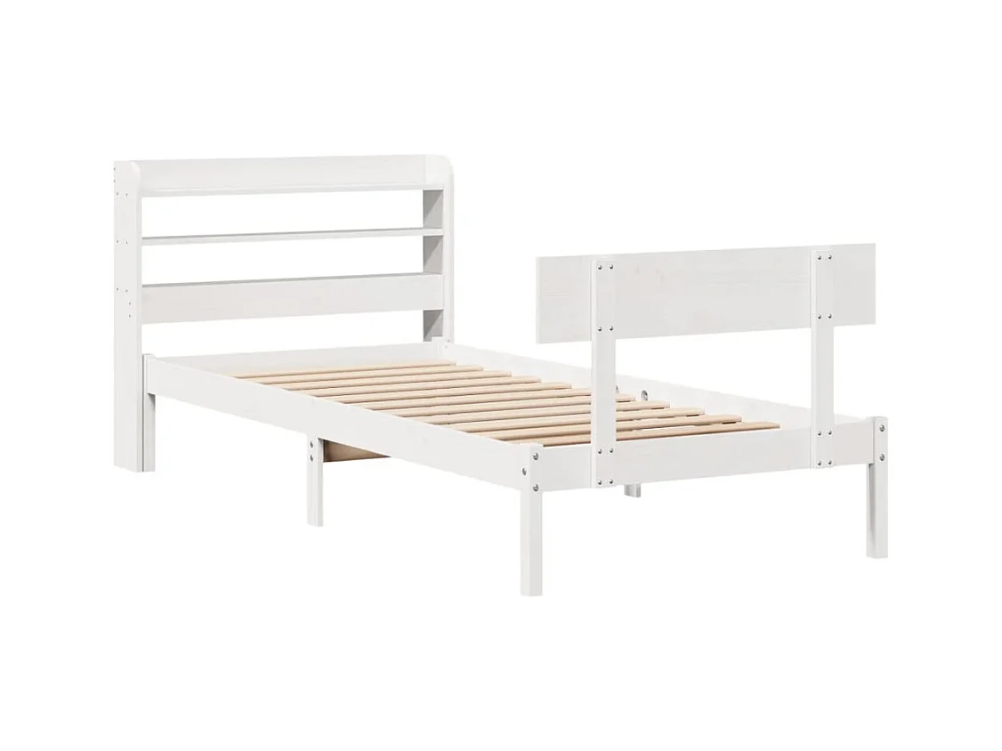 Cadre de lit sans matelas blanc 75x190 cm bois de pin massif