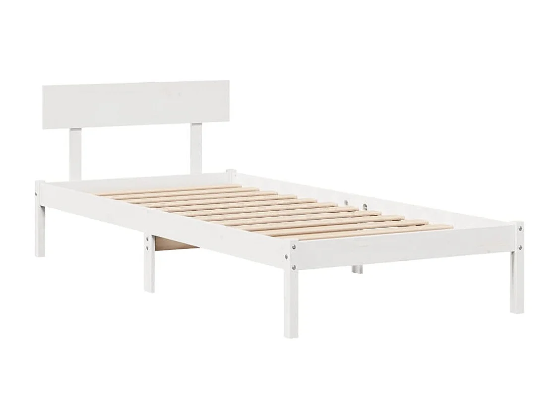 Cama sem colchão 75x190 cm madeira de pinho maciça branco
