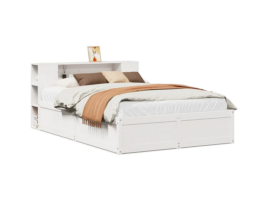 Cadre de lit sans matelas blanc 120x190 cm bois de pin massif