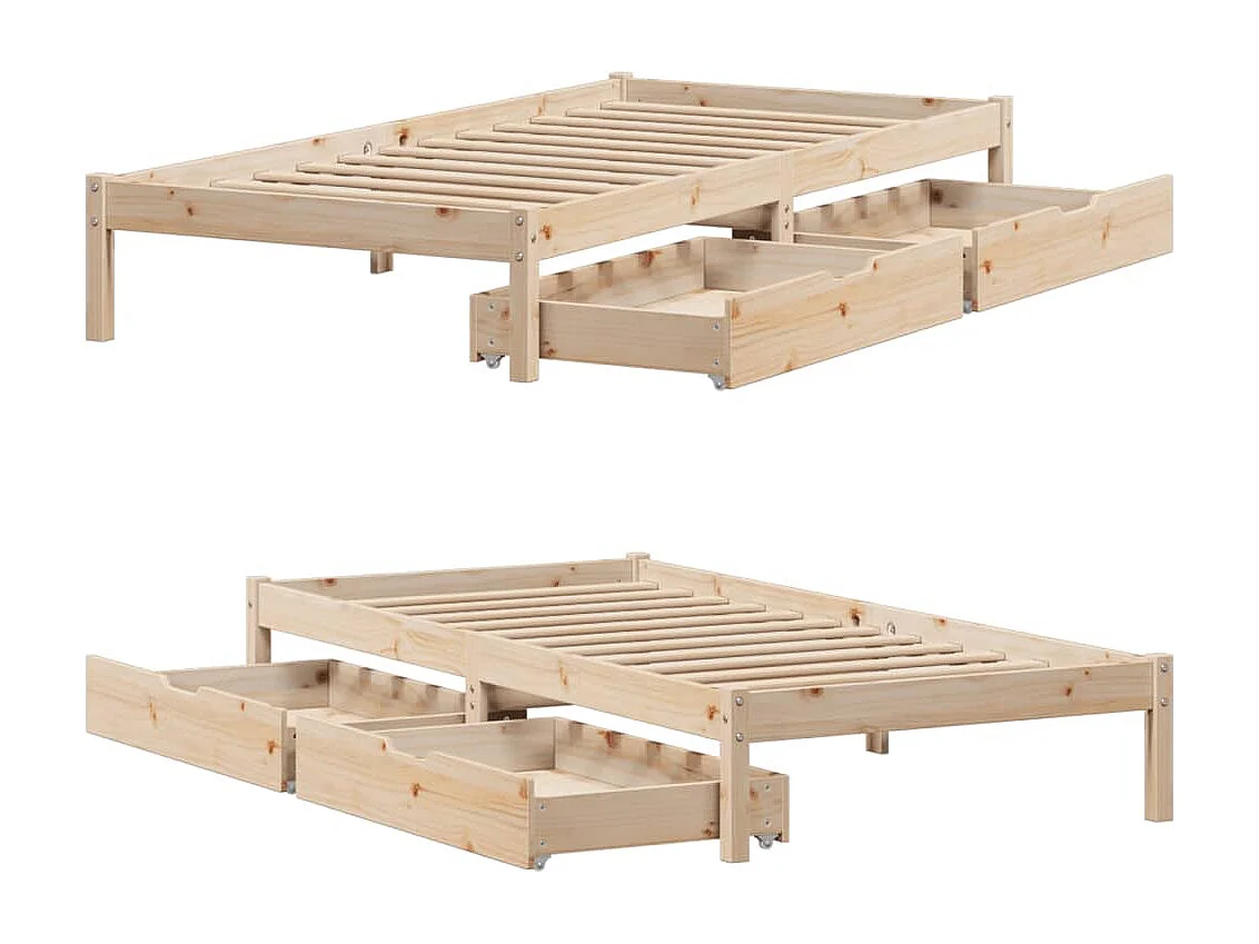 Estructura de cama sin colchón madera maciza de pino 100x200 cm