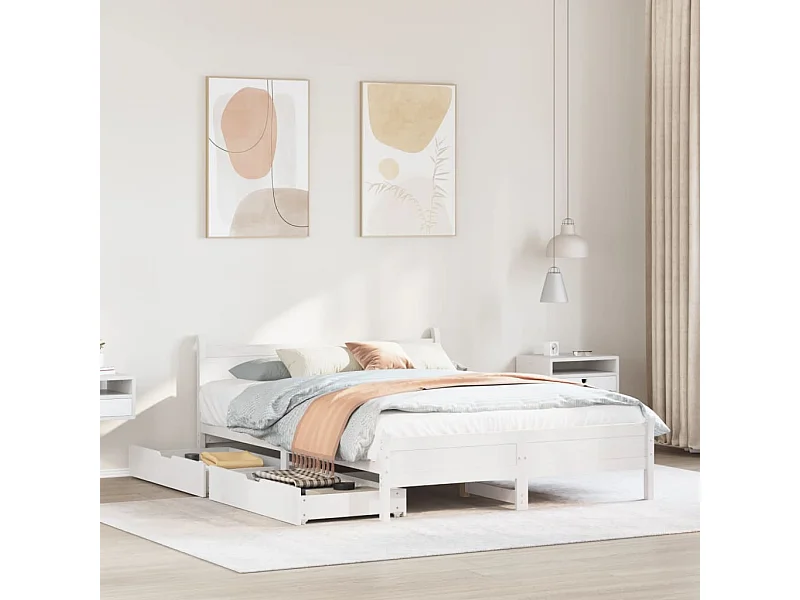 Cama sem colchão 160x200 cm madeira de pinho maciça branco