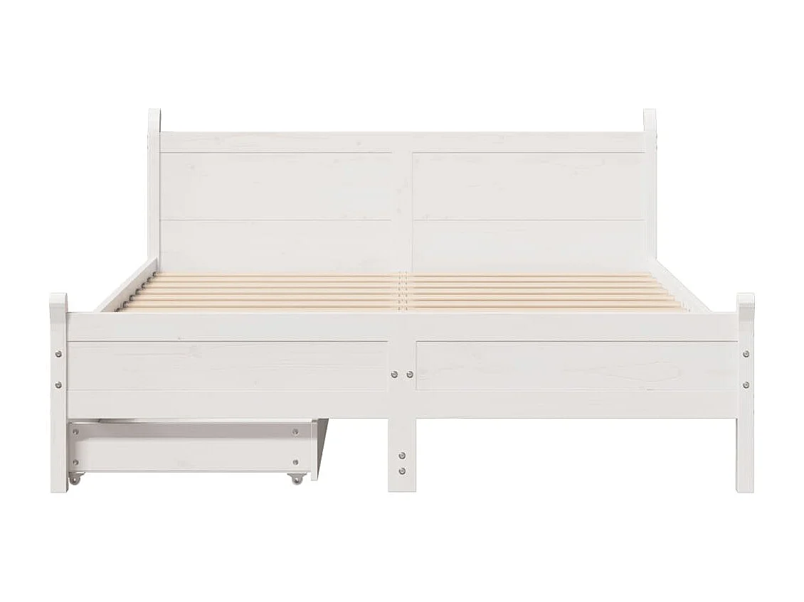 Cama sem colchão 160x200 cm madeira de pinho maciça branco