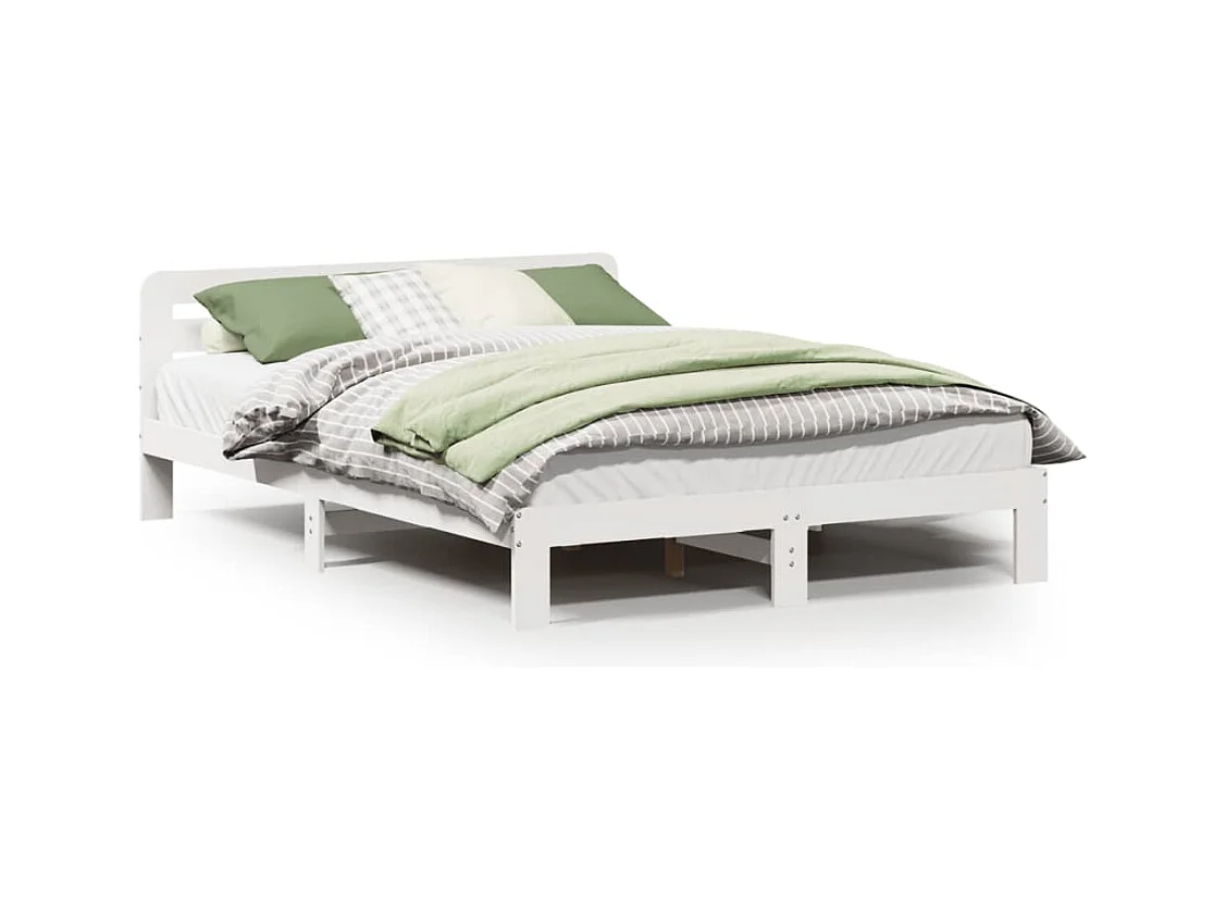Estructura de cama sin colchón madera de pino blanca 140x190 cm