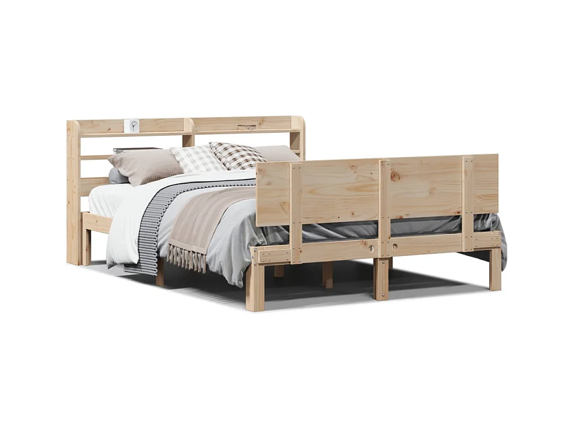 Cadre de lit avec tête de lit 140x190 cm bois de pin massif