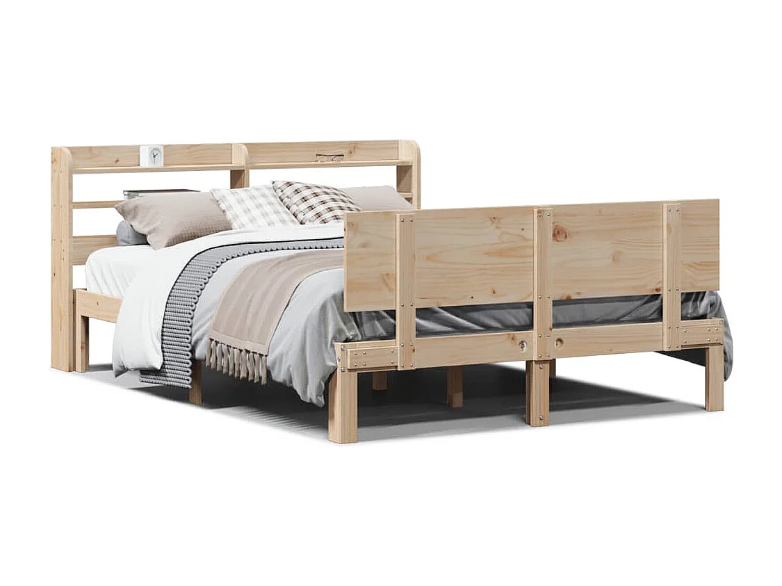 Estructura de cama con cabecero madera maciza pino 140x190 cm