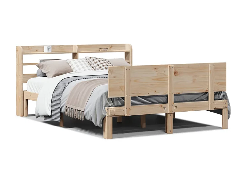 Estructura de cama con cabecero madera maciza pino 140x190 cm