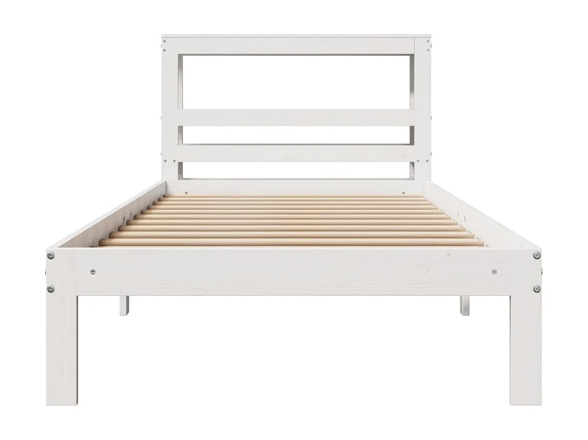 Estrutura de cama com cabeceira 90x190 cm pinho maciço branco