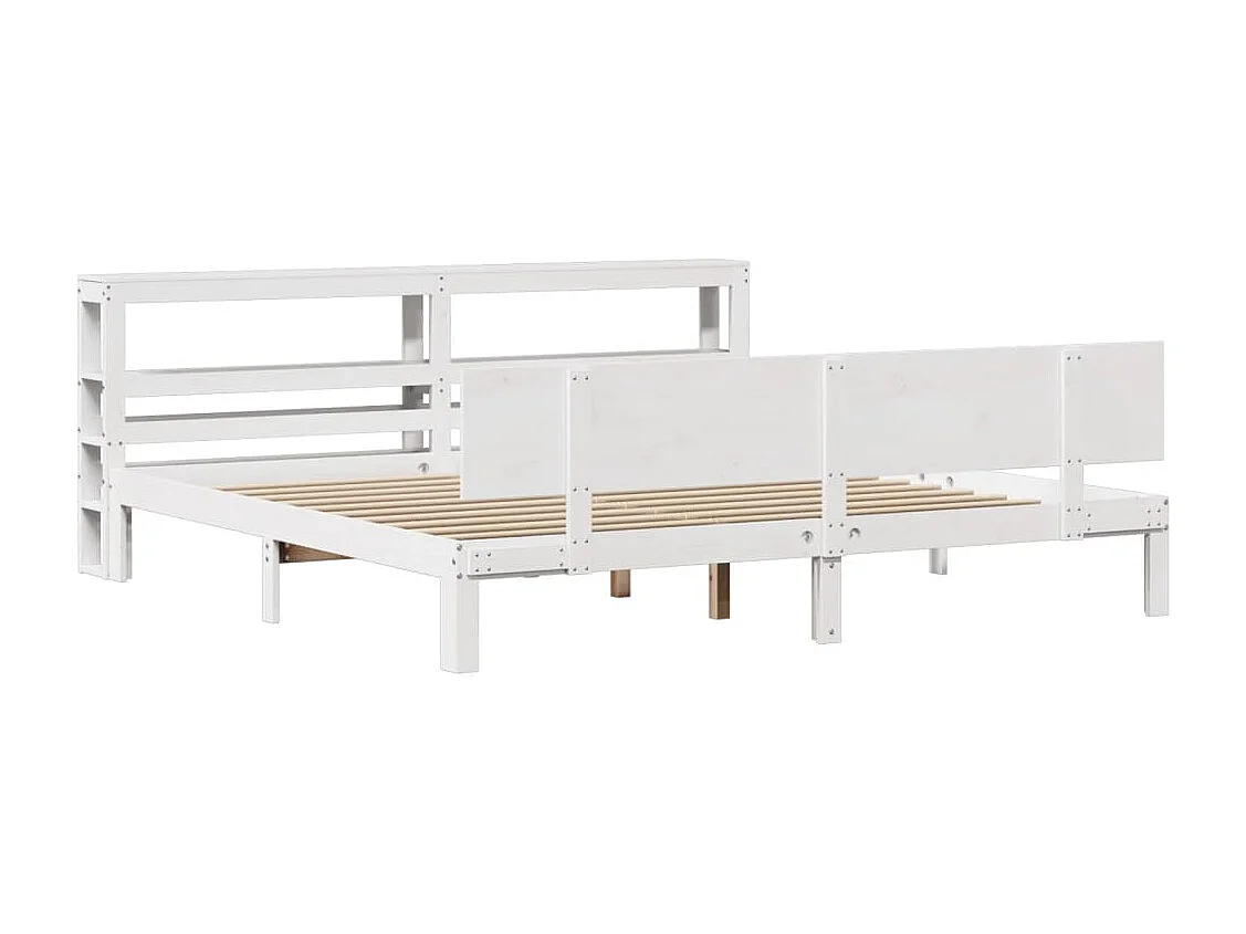 Estructura cama cabecero madera maciza pino blanco 180x200 cm