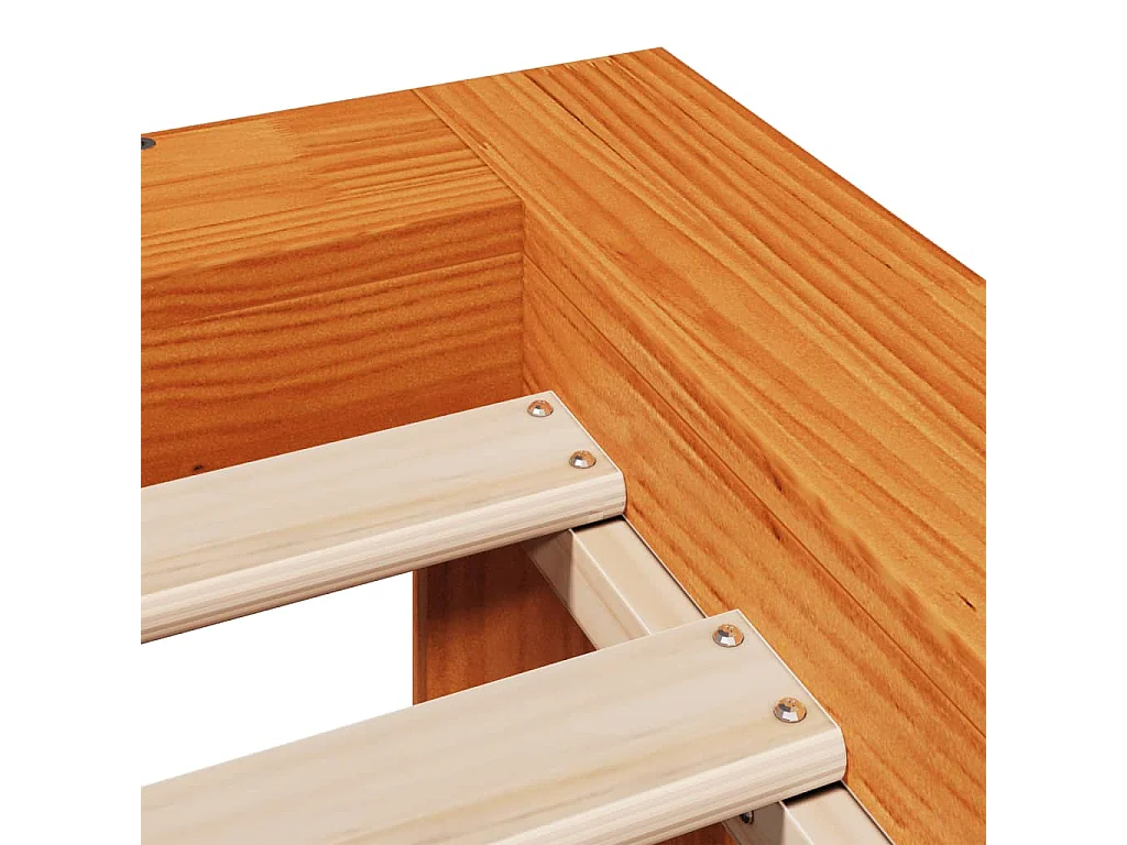 Cadre de lit sans matelas cire marron 200x200cm bois pin massif