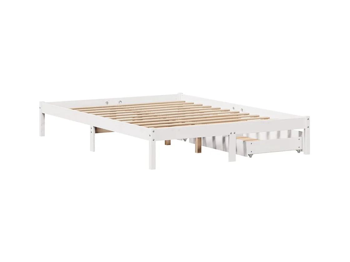 Cadre de lit sans matelas blanc 140x200 cm bois de pin massif