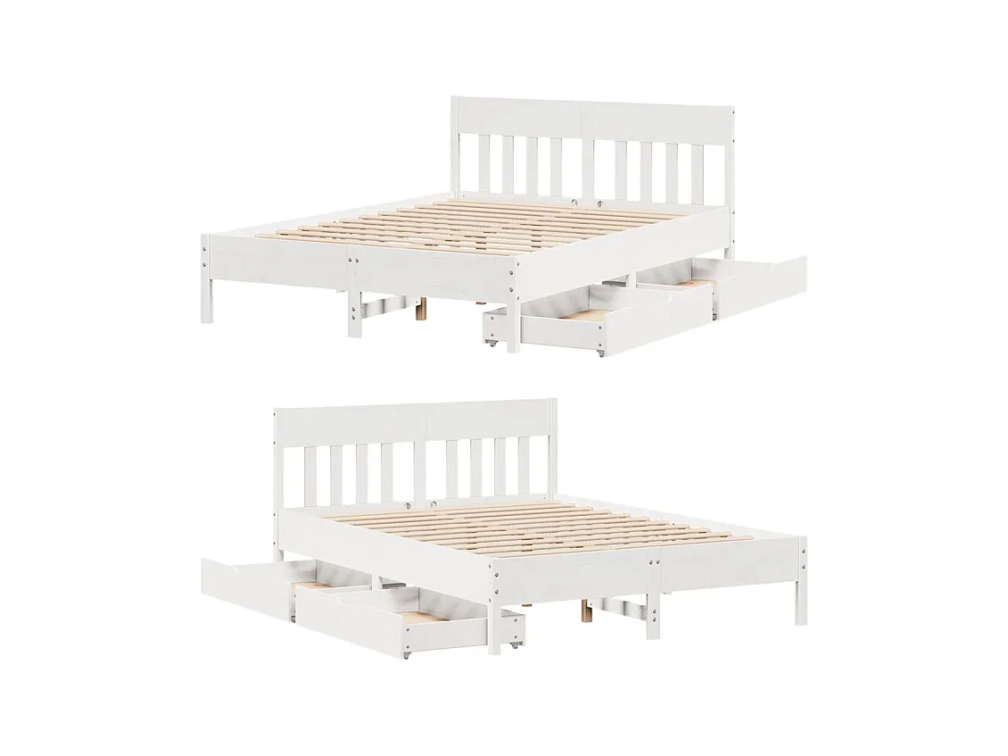 Cadre de lit sans matelas blanc 160x200 cm bois de pin massif