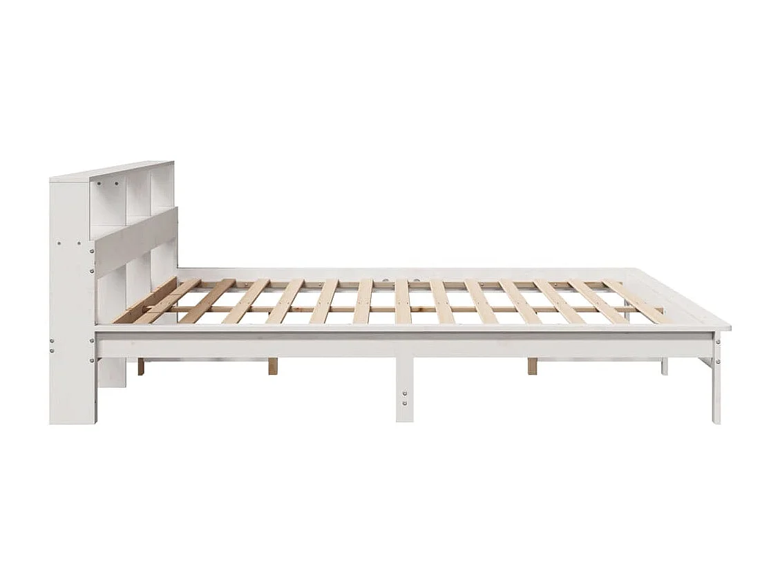 Cadre de lit sans matelas blanc 200x200 cm bois massif de pin