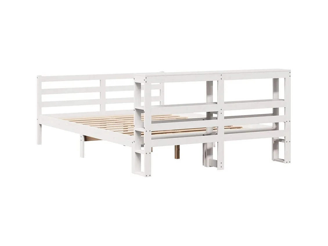 Cadre de lit sans matelas blanc 135x190 cm bois de pin massif