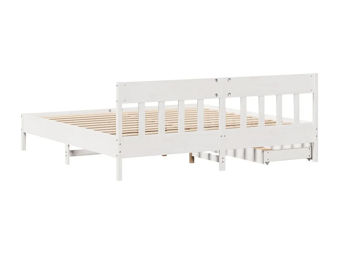 Cama sem colchão 200x200 cm madeira de pinho maciça branco