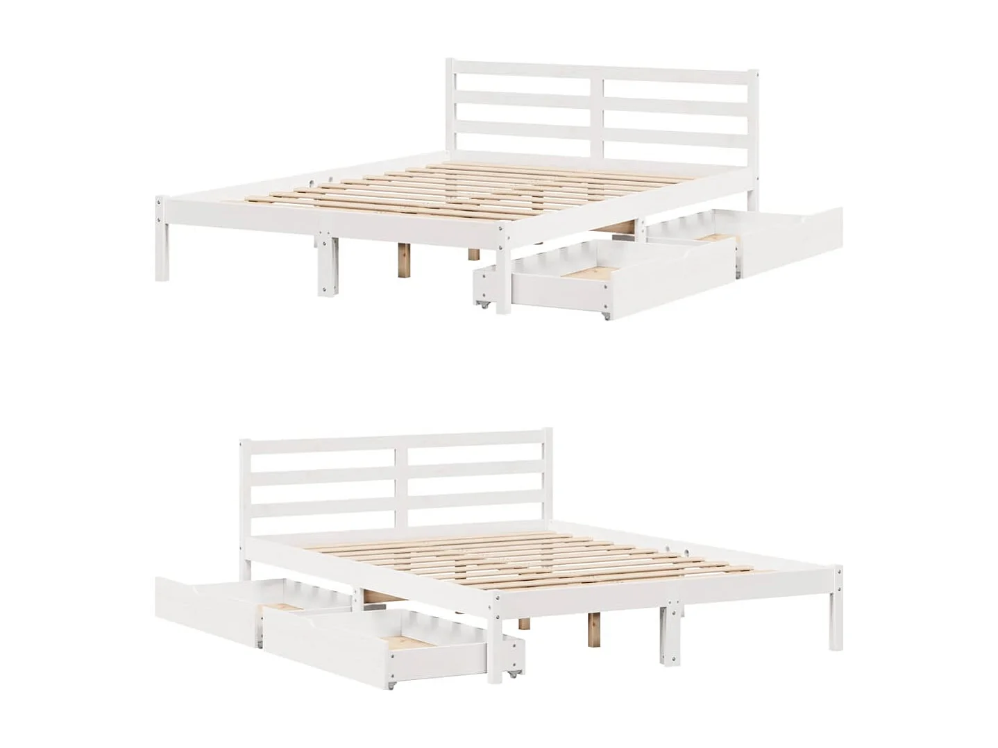 Cadre de lit sans matelas blanc 120x200 cm bois de pin massif