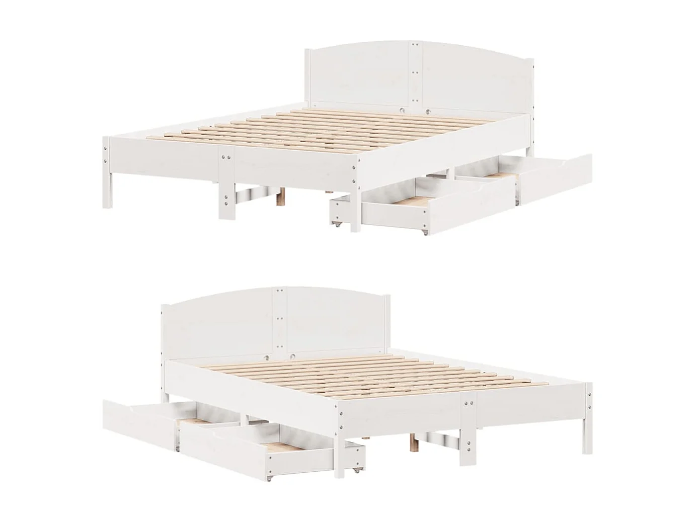 Cadre de lit sans matelas blanc 135x190 cm bois de pin massif