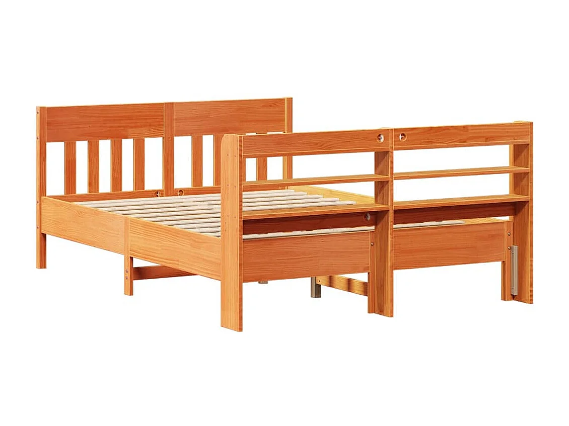 Cadre de lit sans matelas cire marron 150x200cm bois pin massif